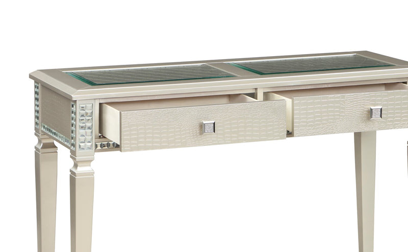 Table de salon somptueuse Tyra de 48 po avec rangement - champagne  