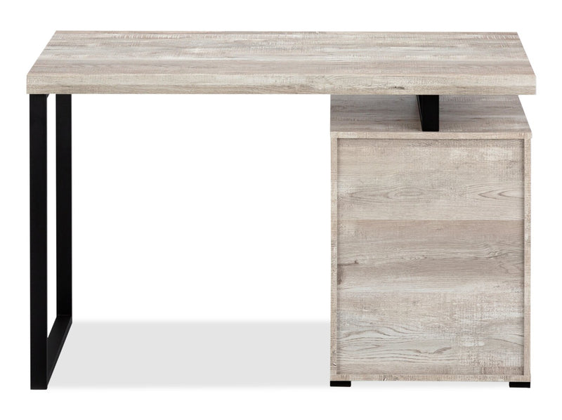 Bureau réversible Clayton de 47,25 po à 3 tiroirs - taupe clair