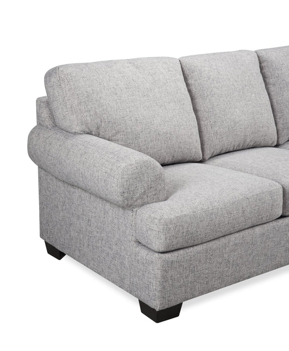 Sofa-lit personnalisable Roll de Sofa Lab de 86 po fabriqué au Canada en tissu d’apparence lin avec accoudoirs enroulés - gris Luna Domino