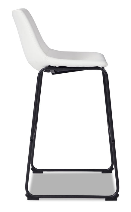 Tabouret 30 po bar Cole en tissu de cuir végétalien et en métal - blanc