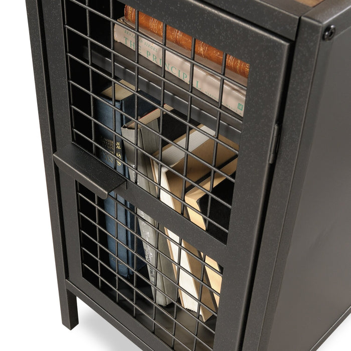 Bureau en forme de L Tayla de 60,67 po à 2 tiroirs avec armoire - chêne antique et noir