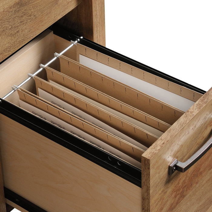 Bureau Alfie de 53,15 po à 2 tiroirs avec armoire - brun clair