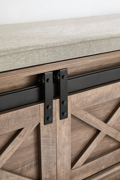 Banc Gavin de 47,25 po avec rangement pour chaussures - noisette