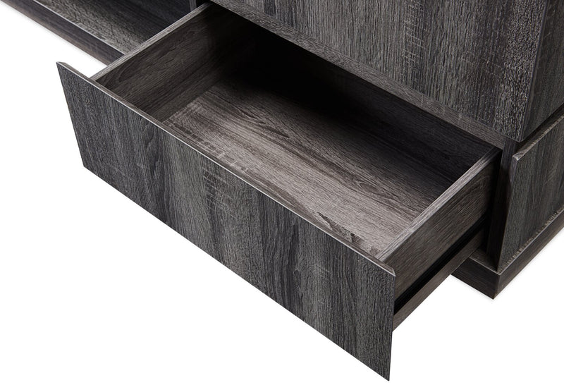 Meuble pour téléviseur moderne Rhys de 70 po avec support, rangement et système de gestion des câbles pour téléviseurs jusqu’à 80 po - gris vieilli