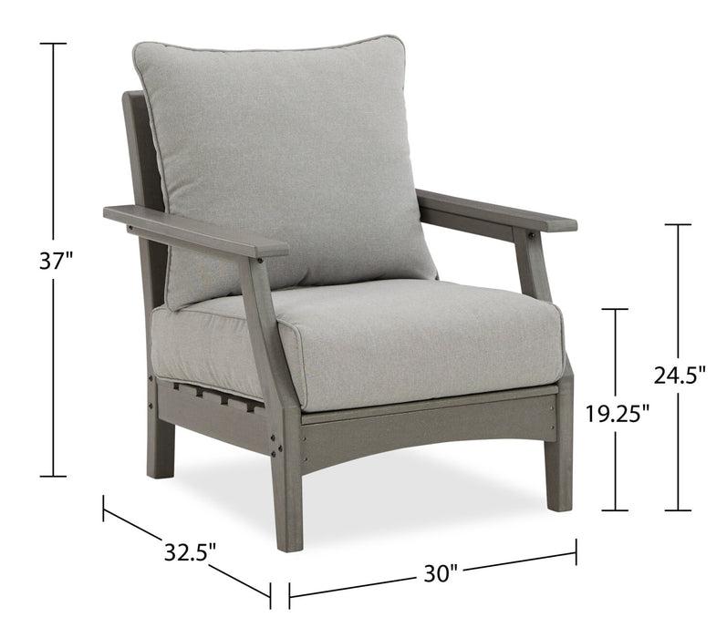 Ensemble de 2 fauteuils Cape pour la terrasse à l’extérieur - plastique à haute densité et tissu Nuvella, résistant aux rayons UV et aux intempéries - gris