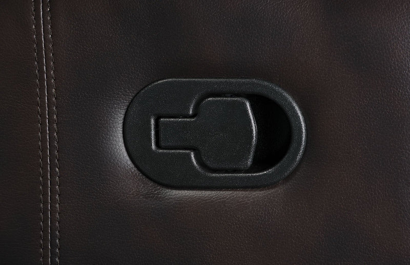 Fauteuil coulissant inclinable Adam de 34,45 po en tissu d’apparence cuir brun