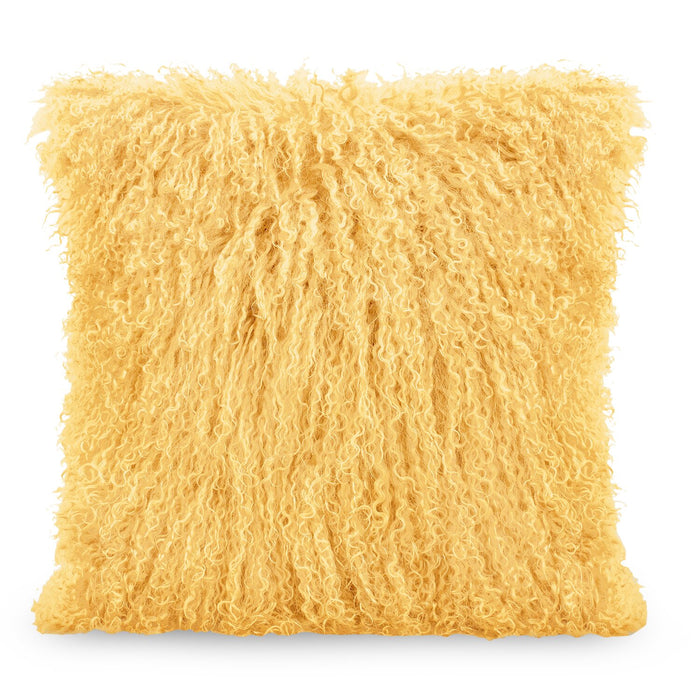 Coussin décoratif en peau de mouton de Mongolie - dorée