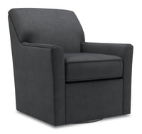  Fauteuil d’appoint pivotant Sofa Lab de 31 po fabriqué au Canada en tissu d’apparence lin - gris Pax Pepper 