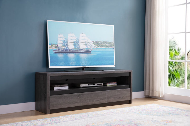 Meuble pour téléviseur Walker de 62 po avec rangement et système de gestion des câbles pour téléviseurs jusqu’à 70 po - gris vieilli