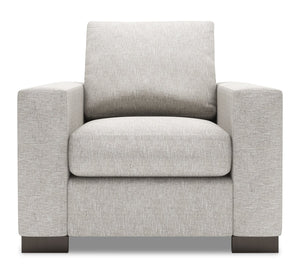 Fauteuil Track de Sofa Lab personnalisable de 38 po fabriqué au Canada en tissu de chenille avec accoudoirs rectilignes - argenté Luxury Silver