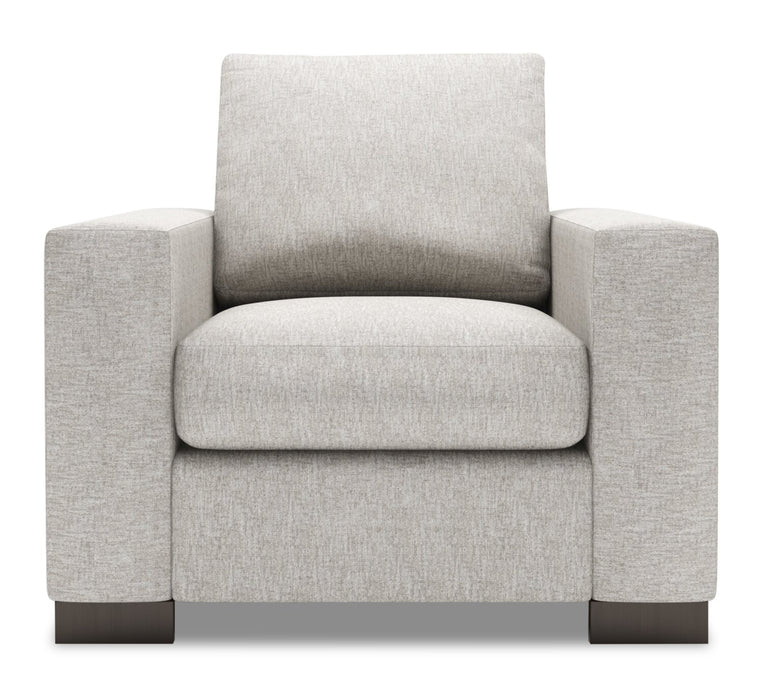 Fauteuil Track de Sofa Lab personnalisable de 38 po fabriqué au Canada en tissu de chenille avec accoudoirs rectilignes - argenté Luxury Silver
