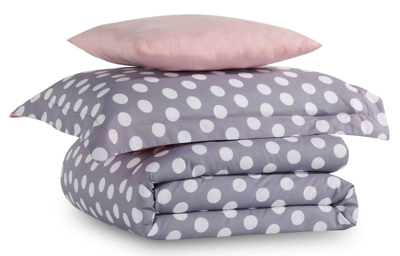 Ensemble d'édredon Portia 3 pièces pour lit simple - gris