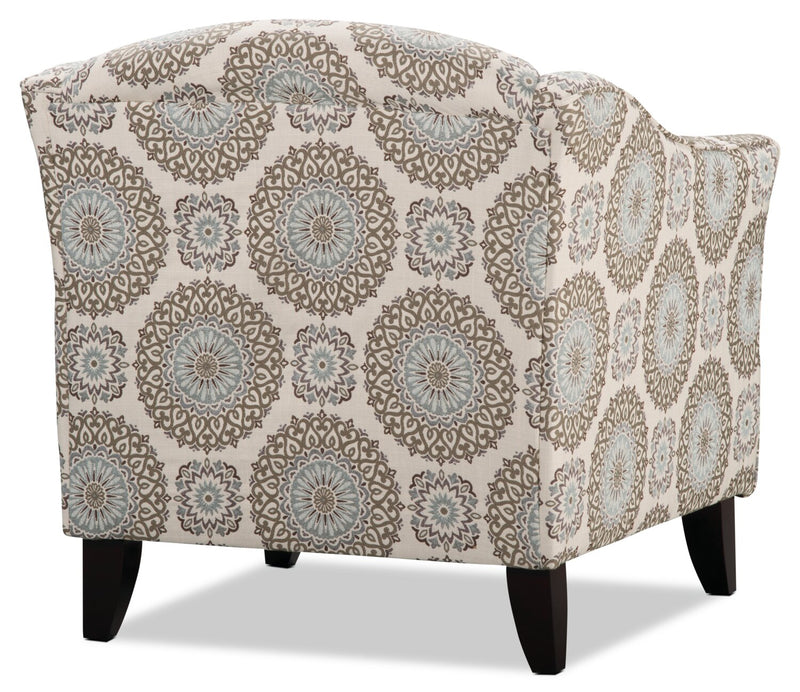 Fauteuil d’appoint Tula de 35 po fabriqué au Canada en tissu avec accoudoirs évasés - crépuscule multicolore