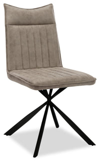 Chaise de salle à manger Ravi en tissu de cuir végétalien et en métal - taupe