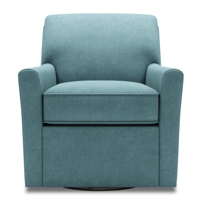 Fauteuil d’appoint pivotant Sofa Lab personnalisable de 31 po fabriqué au Canada en tissu de velours - bleu Sea Blue