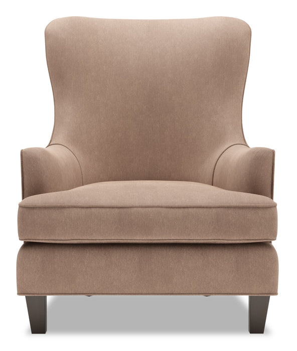 Fauteuil d’appoint à oreilles Sofa Lab personnalisable de 32 po fabriqué au Canada en tissu d’apparence lin - brun Pax Wicker