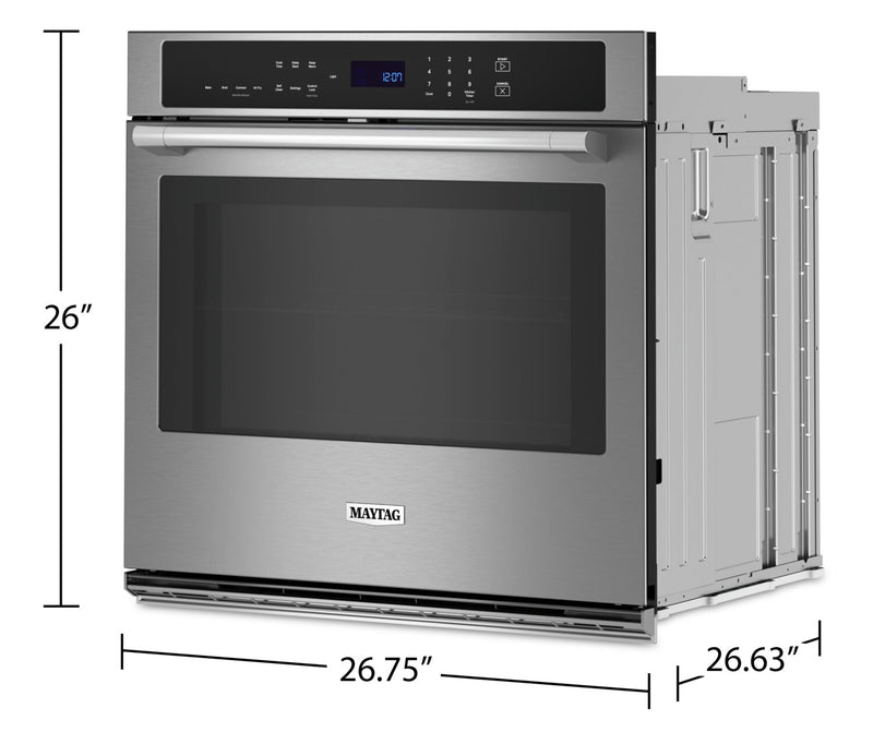 Four mural simple électrique Maytag de 4,3 pi³ et de 27 po avec convection véritable - acier inoxydable résistant aux traces de doigts - MOES6027LZ