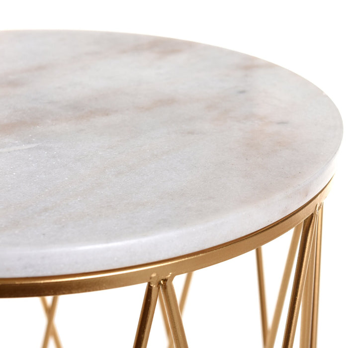 Ensemble 2 tables d'appoint Dalilah de 16 po - marbre blanc avec base dorée