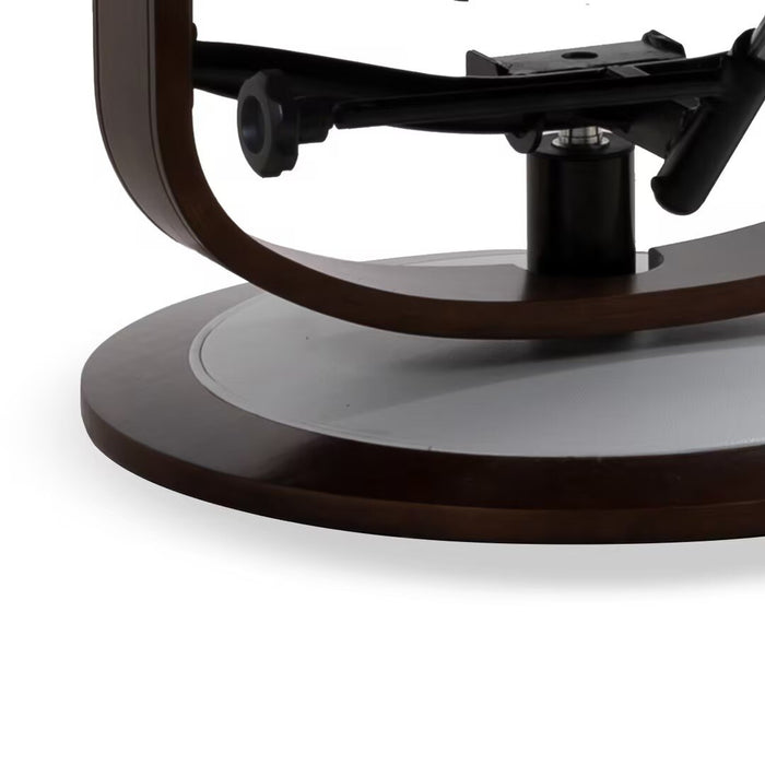 Fauteuil inclinable Maven antistress de 34,5 po en cuir véritable gris avec repose-pieds et base en bois et métal - gris