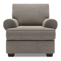  Fauteuil Roll de Sofa Lab de 42 po fabriqué au Canada en tissu d’apparence lin avec accoudoirs enroulés - gris Luna Smoke 