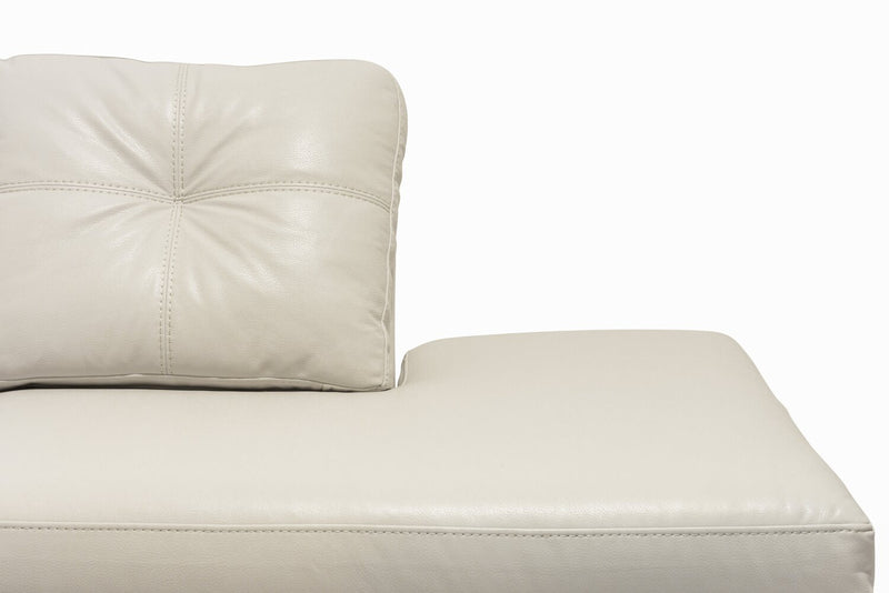 Sofa sectionnel de droite Addison 2 pièces fabriqué au Canada en tissu d’apparence cuir avec coussins de siège amovibles - beige