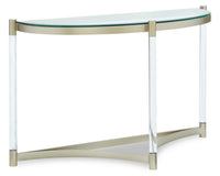 Table de salon moderne Silas de 48 po avec dessus en verre - platine avec métal et acrylique