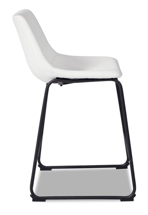 Tabouret Cole de hauteur comptoir en tissu de cuir végétalien et en métal - blanc
