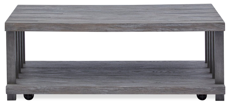 Table à café moderne Eldridge de 48 po avec tablette - gris vieilli avec métal et bois