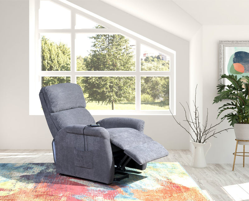 Fauteuil basculeur à inclinaison électrique Ruben de 32 po en tissu de chenille - gris