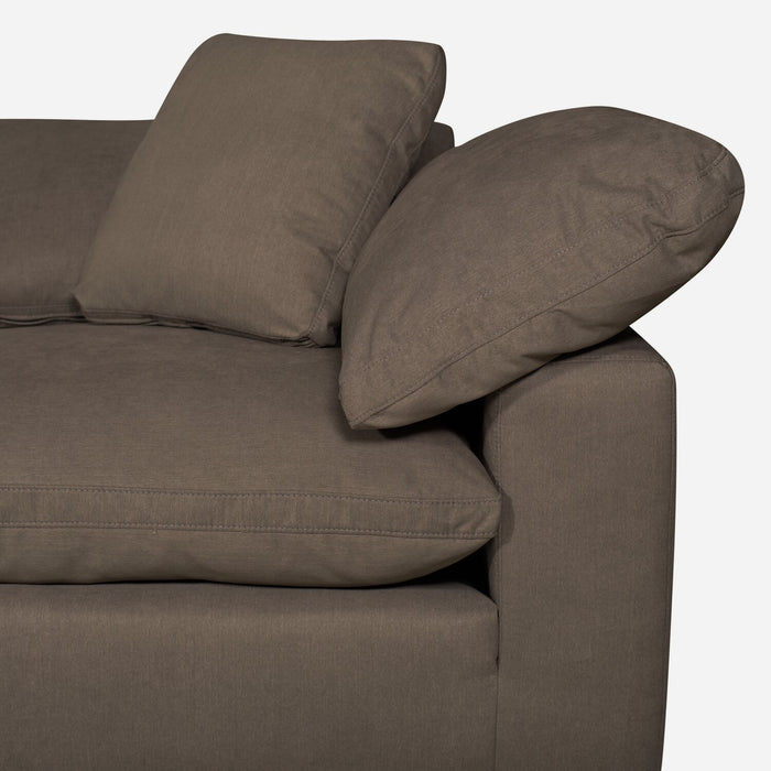 Sofa modulaire Eclipse de 124 po en tissu d’apparence lin avec coussins réversibles en duvet et plumes - brun ardoise