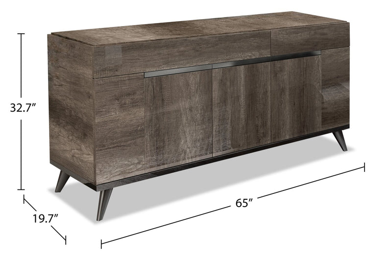 Desserte de salle à manger Gino avec rangement - fabriquée en Italie, moderne, 65 po (L) - brune