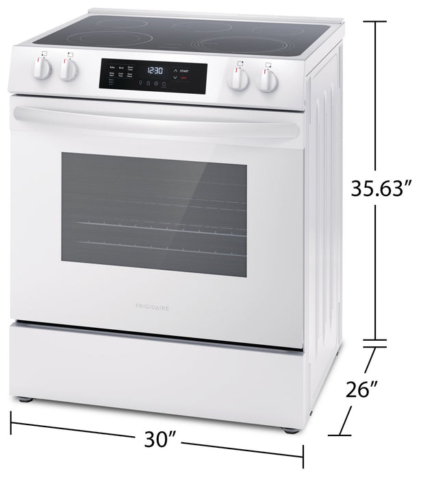 Cuisinière électrique Frigidaire de 5,3 pi³ avec élément EvenTempMC et surface de cuisson à 5 éléments - blanche - FCFE306CAW