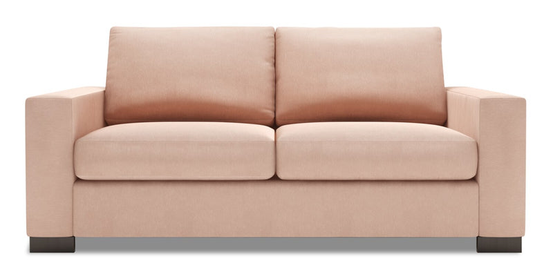 Sofa personnalisable Track de Sofa Lab de 75 po de format condo fabriqué au Canada en tissu d’apparence lin avec accoudoirs rectilignes - rose Pax Rose