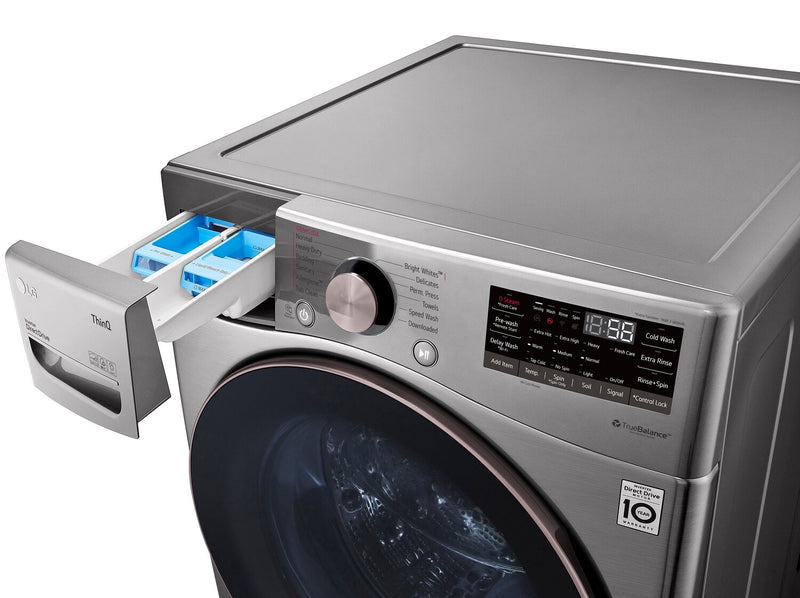 Laveuse à la vapeur intelligente haute efficacité LG à chargement frontal de 5,2 pi³ - acier graphite - superposable - WM3850HVA