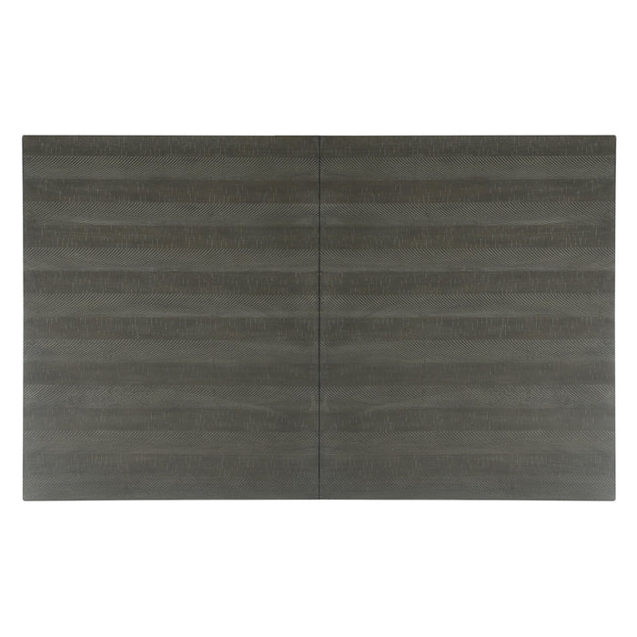 Ensemble de salle à manger Alto 6 pièces avec table, banc, rallonge de 65 po à 83 po (L), base à tréteaux et 4 chaises - gris