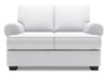 Causeuse personnalisable Roll de Sofa Lab de 64 po fabriquée au Canada en tissu d’apparence lin avec accoudoirs enroulés - blanc Pax Ice