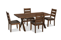 Ensemble de salle à manger Plum 5 pièces en bois avec table de 70,75 po (L), apparence de bordures Live Edge et 4 chaises - brun muscade