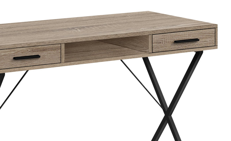 Bureau Rowan de 42 po à 2 tiroirs et compartiment ouvert - taupe