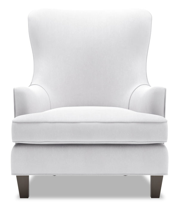 Fauteuil d’appoint à oreilles Sofa Lab personnalisable de 32 po fabriqué au Canada en tissu d’apparence lin - blanc Pax Ice 