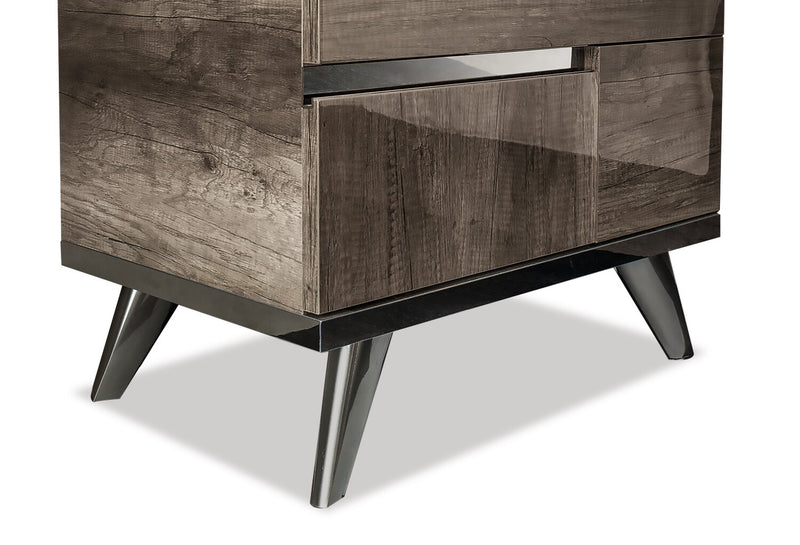 Table de nuit Gino à 2 tiroirs - fabriquée en Italie, 24,8 po (L) x 23,2 po (H), moderne - brune