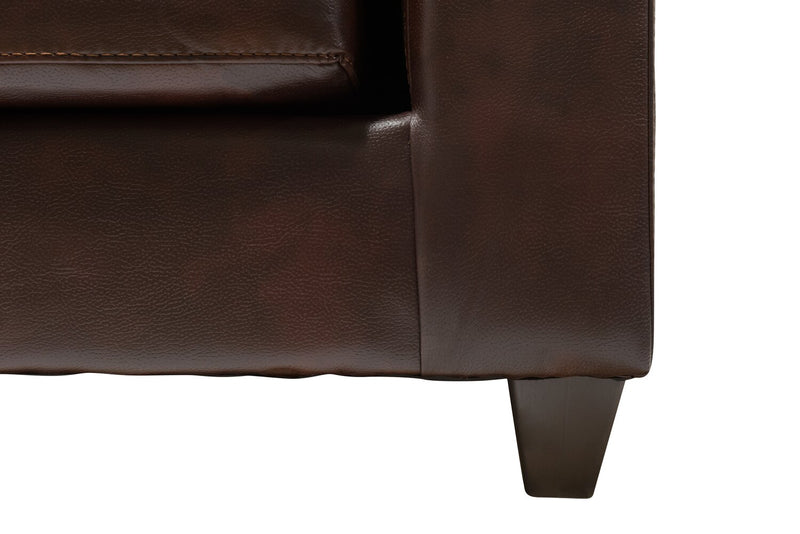 Sofa sectionnel de gauche Addison 2 pièces fabriqué au Canada en tissu d’apparence cuir avec coussins de siège amovibles - brun
