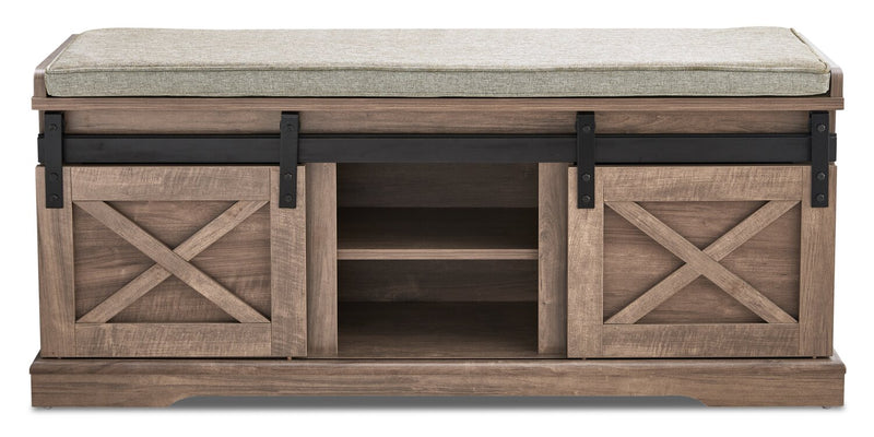 Banc Gavin de 47,25 po avec rangement pour chaussures - noisette