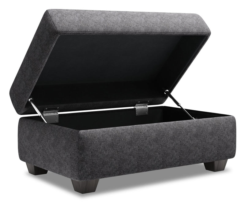 Pouf de rangement personnalisable The Trunk de Sofa Lab de 39 po fabriqué au Canada en tissu de chenille - gris Luxury Charcoal
