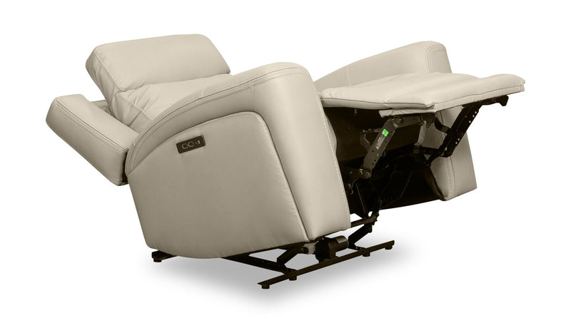 Fauteuil à inclinaison électrique Prescott de Scott Living de 42,5 po en cuir véritable avec appuie-tête électrique - gris platine