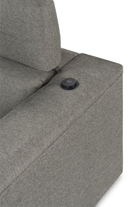 Sofa-lit sectionnel de gauche Savvy 2 pièces en tissu d’apparence lin avec appuie-têtes réglables - gris