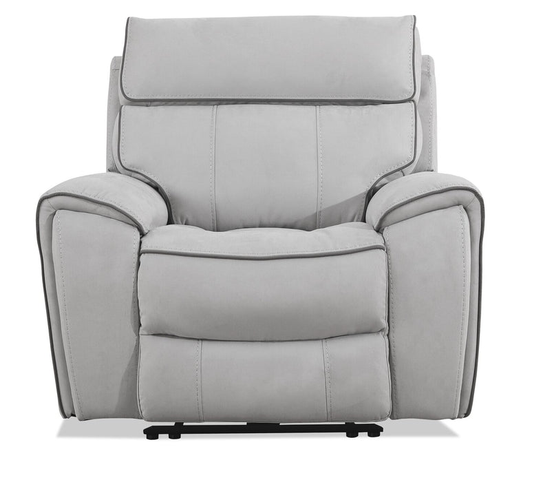Fauteuil à inclinaison électrique Newport de Cindy Crawford Home de 43 po en suédine avec appuie-tête électrique - gris