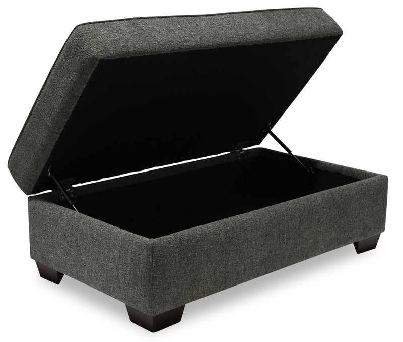 Pouf de rangement Verona de 44 po fabriqué au Canada en tissu d’apparence lin - gris anthracite
