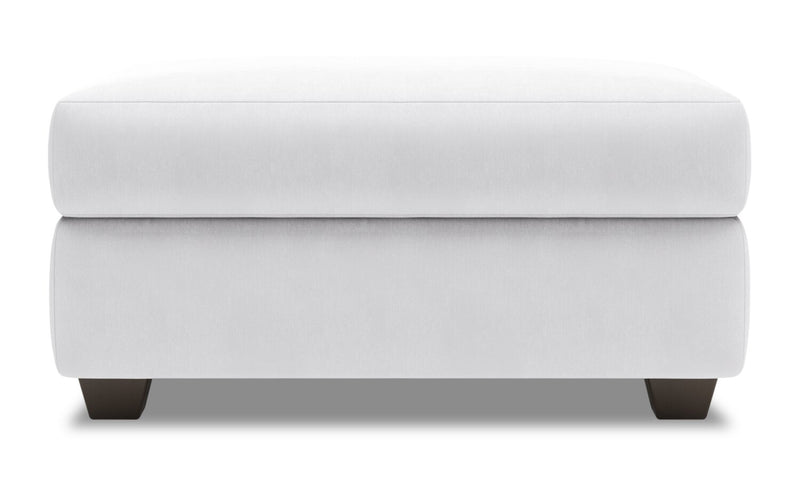 Pouf de rangement personnalisable The Trunk de Sofa Lab de 39 po fabriqué au Canada en tissu d’apparence lin - blanc Pax Ice