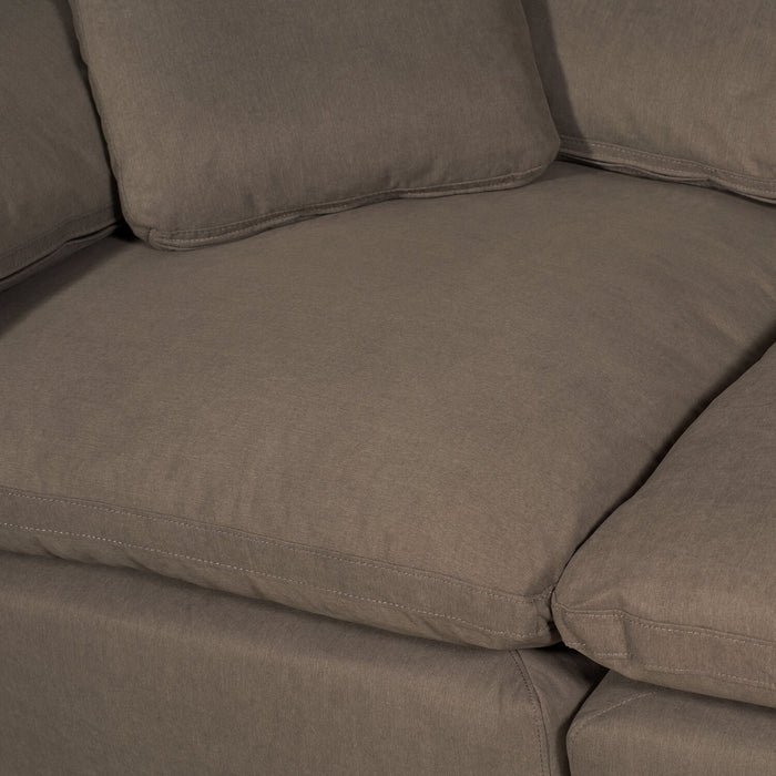 Sofa sectionnel modulaire Eclipse 4 pièces en tissu d’apparence lin avec pouf et coussins réversibles en duvet et plumes - gris ardoise
