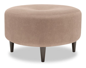 Pouf personnalisable The Curve de Sofa Lab de 31 po fabriqué au Canada en tissu d’apparence lin - brun Pax Wicker